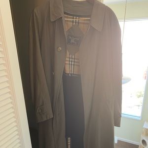 Men’s Burberry “long” trench coat.